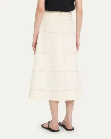 Tanya Taylor Hudson High-Waist Belted Denim Midi Skirt | Thumbnail 3