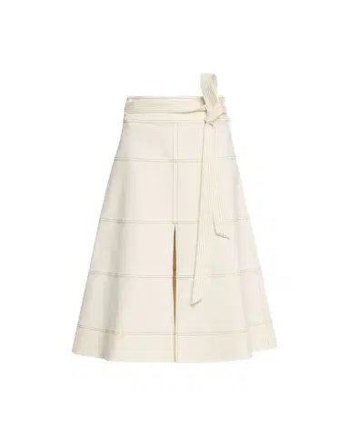 Tanya Taylor Hudson High-Waist Belted Denim Midi Skirt | Thumbnail 1