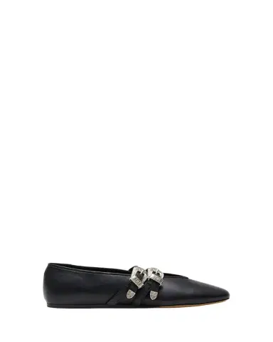 Le Monde Béryl Claudia Leather Dual-Buckle Ballerina Flats | Thumbnail 1