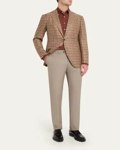 Cesare Attolini Men's Super 150's Wool Flat-Front Trousers | Thumbnail 6