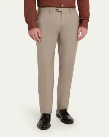 Cesare Attolini Men's Super 150's Wool Flat-Front Trousers | Thumbnail 8