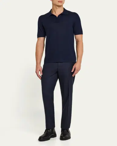 Cesare Attolini Men's Super 150's Wool Flat-Front Trousers | Thumbnail 10