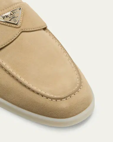 Prada Men's Saint Tropez Triangle Logo Suede Loafers | Thumbnail 3
