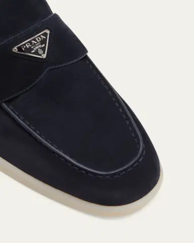 Prada Men's Saint Tropez Triangle Logo Suede Loafers | Thumbnail 7