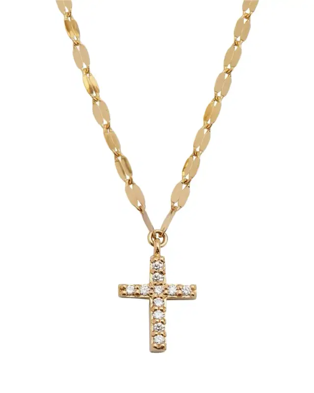 Lana 14K Gold Flawless Mini Cross Pendant Necklace