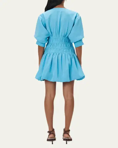 Simkhai Diem Gauze Short-Sleeve Mini Bubble Dress | Thumbnail 3