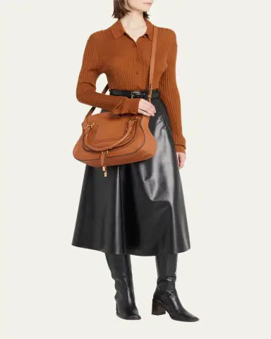 Chloé Marcie Medium Double Carry Satchel Bag in Grained Leather | Thumbnail 5 Chloé Marcie Medium Double Carry Satchel Bag in Grained Leather | Thumbnail 5
