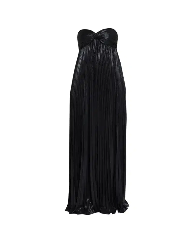 Zoa Strapless Lamé Twisted-Bodice Gown