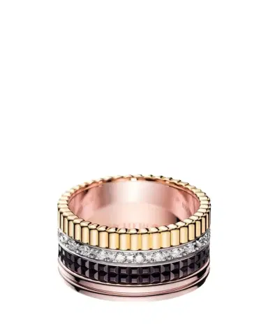 Boucheron Quatre Large Ring in Tricolor Gold with Brown PVD and Diamonds | Thumbnail 1