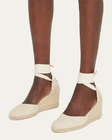 Castañer Carina Canvas Ankle-Wrap Wedge Espadrilles | Thumbnail 2