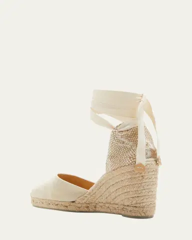 Castañer Carina Canvas Ankle-Wrap Wedge Espadrilles | Thumbnail 4