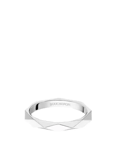 Boucheron Facette Medium Platinum Wedding Band Ring, Size 53 | Thumbnail 1