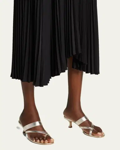 Manolo Blahnik Susa Metallic Crisscross Mule Sandals | Thumbnail 2