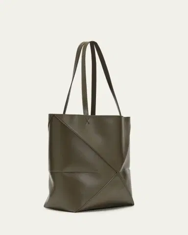 Loewe Puzzle Fold Medium Tote Bag in Shiny Leather | Thumbnail 3