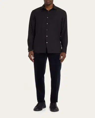 Zegna Men's Cashco Cashmere-Cotton Sport Shirt | Thumbnail 2 Zegna Men's Cashco Cashmere-Cotton Sport Shirt | Thumbnail 2