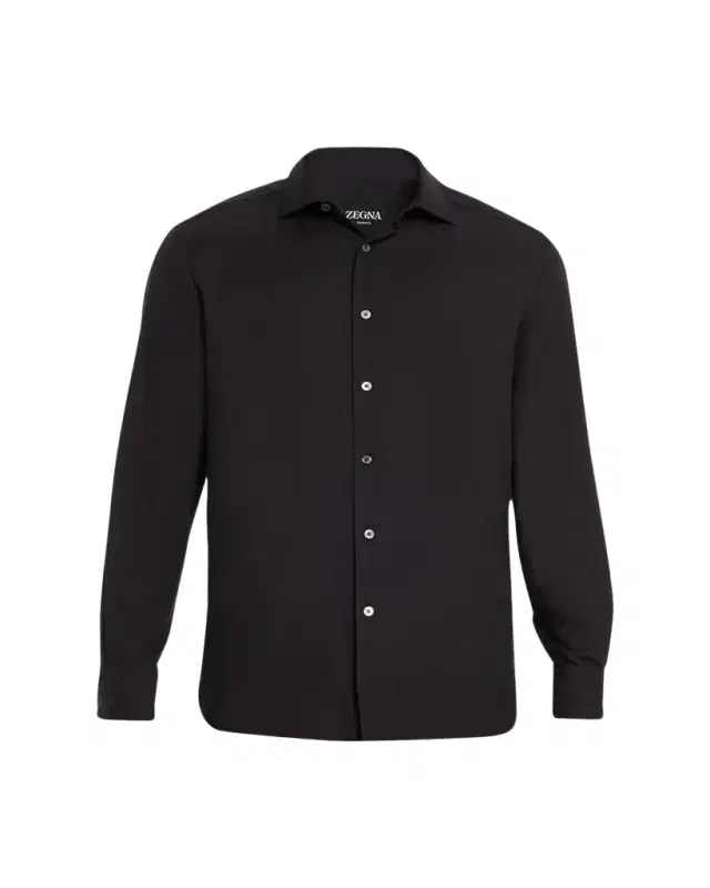 ZEGNA Men's Cashco Cashmere-Cotton Sport Shirt