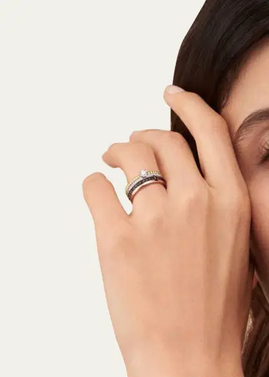 Boucheron Quatre Follies 18k Pink Gold and Brown PVD Wedding Band Ring | Thumbnail 2