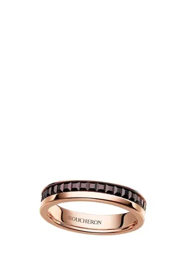 Boucheron Quatre Follies 18k Pink Gold and Brown PVD Wedding Band Ring | Thumbnail 1