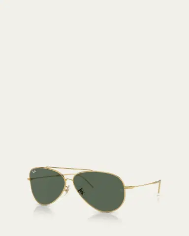 Ray-Ban Golden Metal & Plastic Aviator Sunglasses | Thumbnail 2