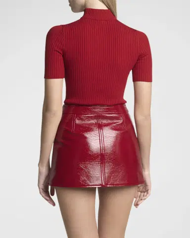 Courrèges Mock-Neck Short-Sleeve Rib Pullover | Thumbnail 7