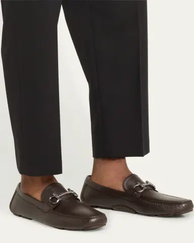Ferragamo Men's Parigi Gancini Leather Drivers | Thumbnail 2