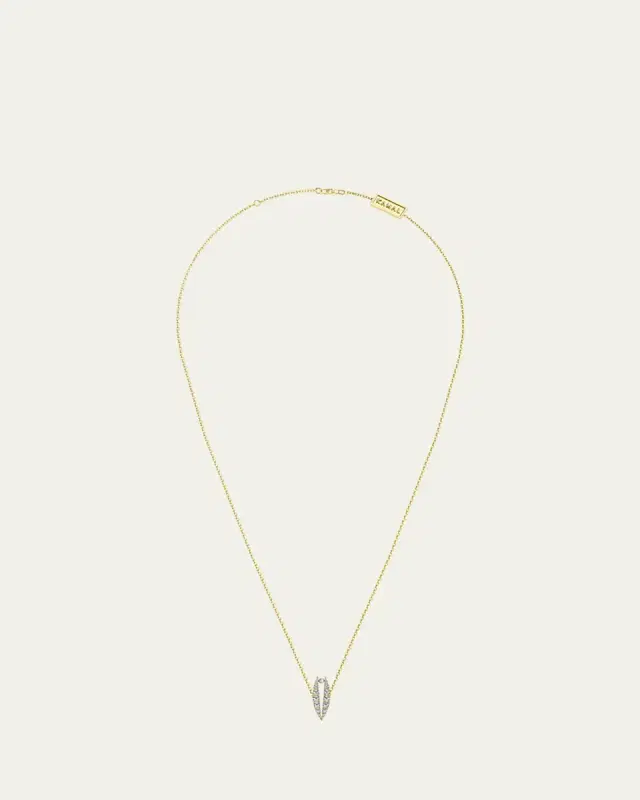 KAMAL Diamond Pave Lotus Pearl Pendant Necklace