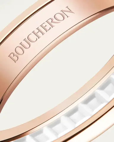 Boucheron Quatre Wedding Band in Pink Gold with White Ceramic | Thumbnail 6