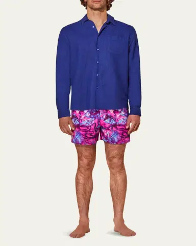 Vilebrequin Men's Caroubis Solid Linen Sport Shirt | Thumbnail 2
