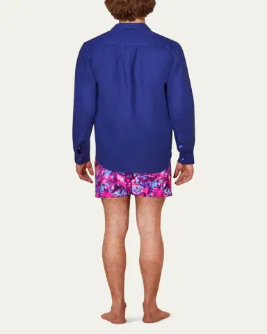 Vilebrequin Men's Caroubis Solid Linen Sport Shirt | Thumbnail 3