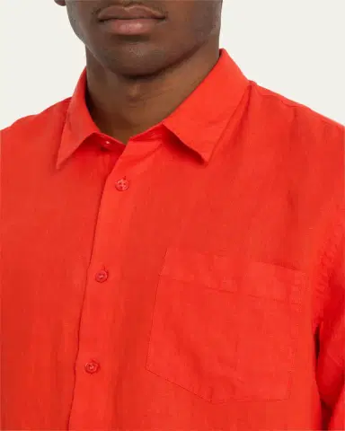 Vilebrequin Men's Caroubis Solid Linen Sport Shirt | Thumbnail 7