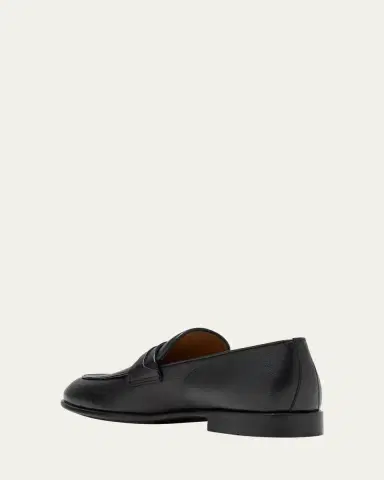 Ferragamo Men's Desio Gancio Ornament Grained Leather Penny Loafers | Thumbnail 2 Ferragamo Men's Desio Gancio Ornament Grained Leather Penny Loafers | Thumbnail 2