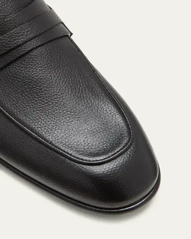 Ferragamo Men's Desio Gancio Ornament Grained Leather Penny Loafers | Thumbnail 3 Ferragamo Men's Desio Gancio Ornament Grained Leather Penny Loafers | Thumbnail 3