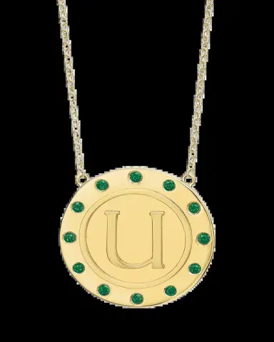 Tracee Nichols 14K Gold Initial Token Necklace with Emeralds | Thumbnail 2
