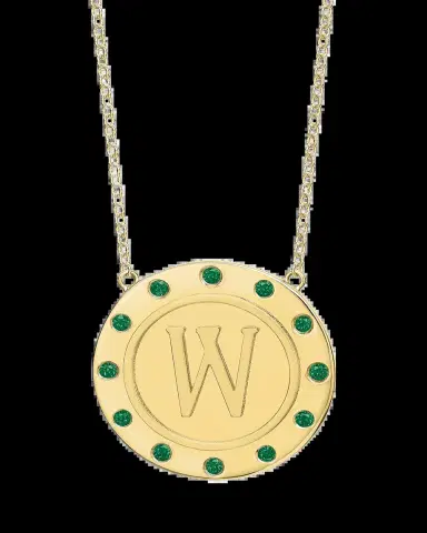 Tracee Nichols 14K Gold Initial Token Necklace with Emeralds | Thumbnail 2