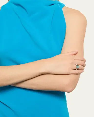 Pomellato 18K White Gold Nudo Maxi Sky Blue Topaz Diamond Ring | Thumbnail 2