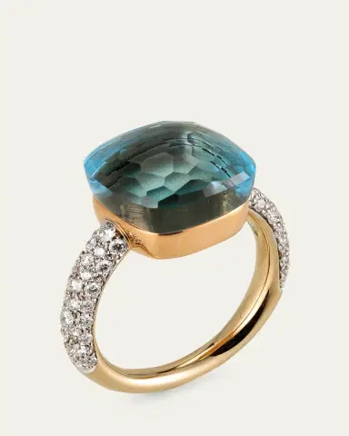 Pomellato 18K White Gold Nudo Maxi Sky Blue Topaz Diamond Ring | Thumbnail 3
