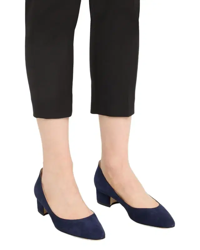 Manolo Blahnik Lista Suede Block-Heel Pumps