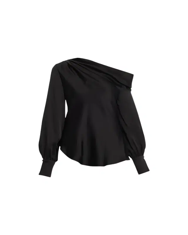 Alice Draped Satin One-Shoulder Top