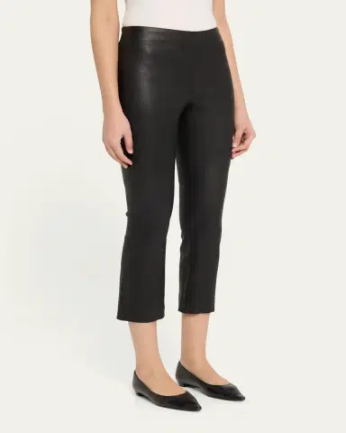 Vince Slim Cropped Leather Pants | Thumbnail 4 Vince Slim Cropped Leather Pants | Thumbnail 4