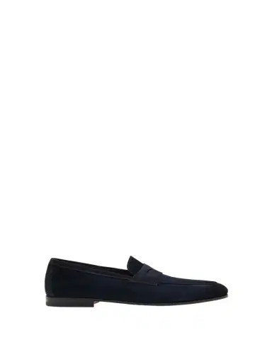 Santoni Men's Carlos Suede Penny Loafers | Thumbnail 1 Santoni Men's Carlos Suede Penny Loafers | Thumbnail 1