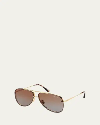 Tom Ford Men's Leon Metal Aviator Sunglasses | Thumbnail 2
