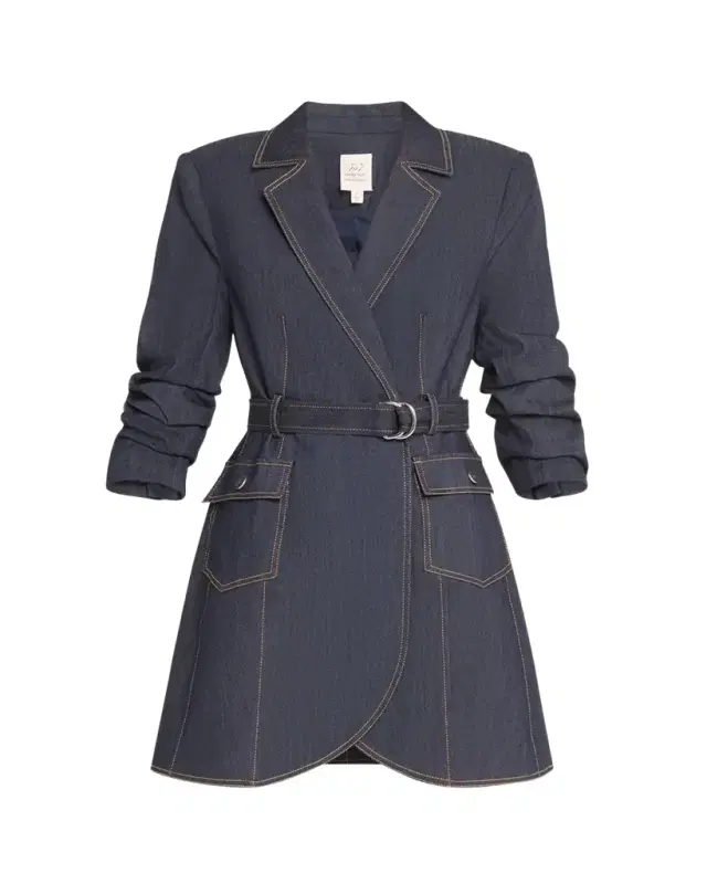 Cinq a Sept Jenessa Belted Denim Mini Wrap Shirtdress