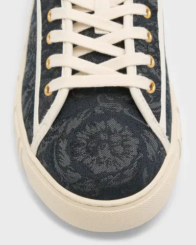 Versace Men's La Greca Baroque Canvas Low-Top Sneakers | Thumbnail 6 Versace Men's La Greca Baroque Canvas Low-Top Sneakers | Thumbnail 6