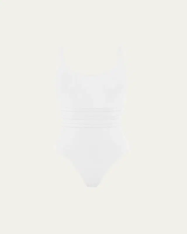 Asia Scoop-Neck One-Piece Swimsuit with Waistband Detail