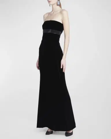 Giorgio Armani Strapless Strass Embellished Velvet Trumpet Gown | Thumbnail 2