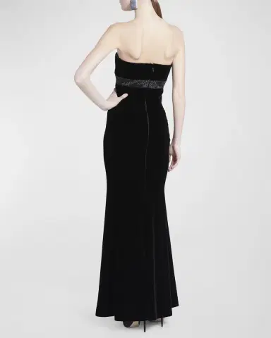 Giorgio Armani Strapless Strass Embellished Velvet Trumpet Gown | Thumbnail 3
