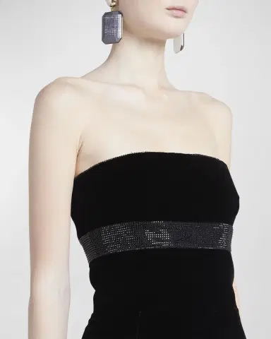 Giorgio Armani Strapless Strass Embellished Velvet Trumpet Gown | Thumbnail 4
