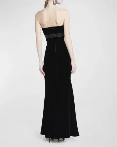 Giorgio Armani Strapless Strass Embellished Velvet Trumpet Gown | Thumbnail 5