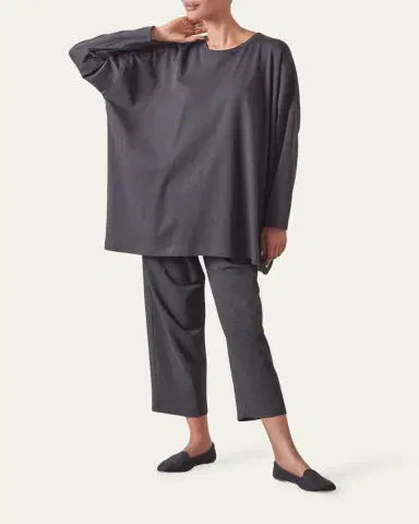 Eskandar Round Neck Long Sleeve Cotton T-Shirt | Thumbnail 2