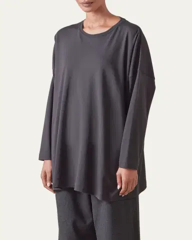 Eskandar Round Neck Long Sleeve Cotton T-Shirt | Thumbnail 5